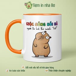Ly Cốc Sứ Nhà Bơ In Chữ Cuộc Sống Hối Hả Hình Cappypara Dễ Thương Quà Tặng Bạn Bè Đồng Nghiệp Vui Nhộn Hài Hước 1