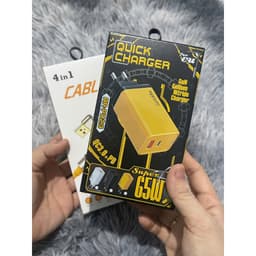 Củ Sạc Nhanh Gan Quick Charger  65W, Sạc Siêu Nhanh, Đa Năng 2 Cổng USB/ Type C, Có Đèn Báo Khi Sạc 6