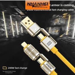 [ BẢN NÂNG CẤP] Dây Sạc Nhanh 4 Đầu Chất Liệu Silicon, Kết Nối Tay Cầm Chơi Game Đa Năng 240W, Đầu Sạc Bọc Thép Siêu Bền 2