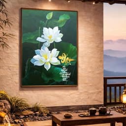 Tranh Tráng Gương HOA SEN VÀNG In UV5D Cao Cấp - Trang Trí Nhà Cửa 8