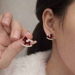 Bông Tai Ngựa Đỏ Ruby Đính Đá. 3