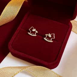 Bông Tai Ngựa Đỏ Ruby Đính Đá. 4