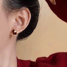 Bông Tai Ngựa Đỏ Ruby Đính Đá. 5