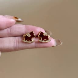 Bông Tai Ngựa Đỏ Ruby Đính Đá. 7