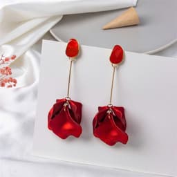 Khuyên Tai Nữ Cánh Hoa Đỏ Nổi Bật - Phụ Kiện Trang Sức Cao Cấp Chụp Ảnh Art, Cô Dâu, Dự Tiệc 4