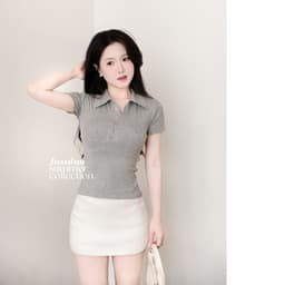 Áo Thun Nữ Polo Cộc Tay JUSTDUN A7 - Cổ Đức, Khuy Cúc, Ôm Body, Cotton Mịn, Thoáng mát, Co Giãn 6