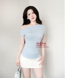 Áo Trễ Vai Nữ Thắt Eo Tôn Dáng Basic JUSTDUN Lệch Vai Tiểu Thư - G40 5