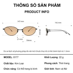 Kính mát thời trang nam nữ unisex phong cách Y2K, dáng mắt mèo thời thượng, đi biển dạo phố 8177 9