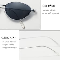 Kính mát thời trang nam nữ unisex phong cách Y2K, dáng mắt mèo thời thượng, đi biển dạo phố 8177 8