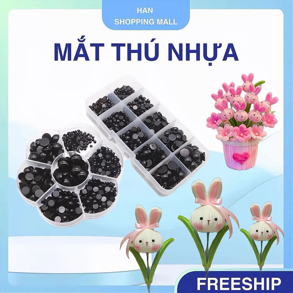 Mắt thú nhựa trang trí dán đầu thú mini thủ công diy