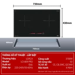 BẾP TỪ ĐÔI LORCA LCI 809 PRO Nhập Đức kính schott phủ shaphire chống xước 3