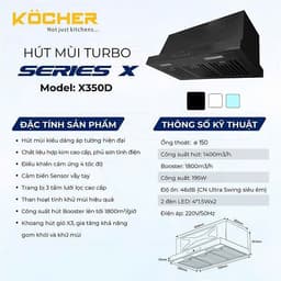 MÁY HÚT MÙI TURBO X-350D MÀU ĐEN ÂM TỦ 2