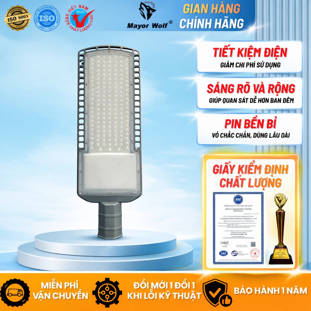Đèn Bàn Chải Điện MayorWolf 150W LED Siêu Sáng – Vỏ Nhôm Cao Cấp, Chống Nước, Chiếu Sáng Mạnh Ngoài Trời