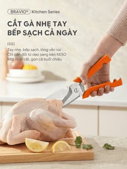 Kéo nhà bếp đa năng Bravio Keso thép không gỉ cao cấp kéo cắt gà xương cá 4