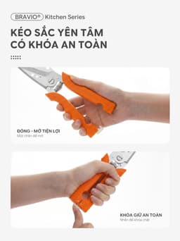 Kéo nhà bếp đa năng Bravio Keso thép không gỉ cao cấp kéo cắt gà xương cá 9