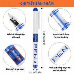 Bút Máy Ngòi EF trơn - F34 cho học sinh có sẵn mực, Viết siêu êm trơn, Dung Tích Lớn, Mực Nhanh Khô 6