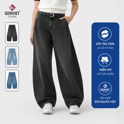 Quần jean nữ ống rộng dáng Balloon GENVIET JEANS chất Denim USA mềm mịn đứng form, linh hoạt phối đồ 9119 1
