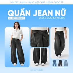 Quần jean nữ ống rộng dáng Balloon GENVIET JEANS chất Denim USA mềm mịn đứng form, linh hoạt phối đồ 9119 3
