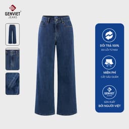 Quần jeans nữ dáng suông vừa GENVIET JEANS chất vải mềm mịn thấm hút tốt phong cách basic dễ phối đồ 9177 1