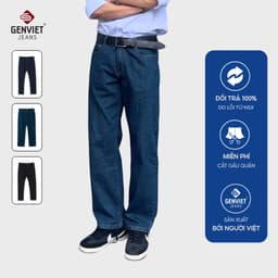 [ẨN] Quần jean nam ống đứng GENVIET JEANS Straight Fit vải denim cao cấp co giãn thoải mái 8767 1