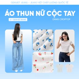 Áo thun nữ hoa nhí cộc tay slimfit GENVIET JEANS vải cotton co giãn thoáng mát cổ tròn tôn dáng 9081 3