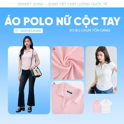 Áo thun polo nữ slimfit GENVIET JEANS cổ v cộc tay baby tee ôm vừa phải cotton thoáng mát không bai nhão 9084 3