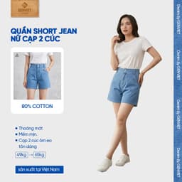 [ DEAL HOT] Quần short jean nữ dáng suông GENVIET JEANS chất denim mềm co giãn cạp cao 2 cúc tôn dáng 8899 2