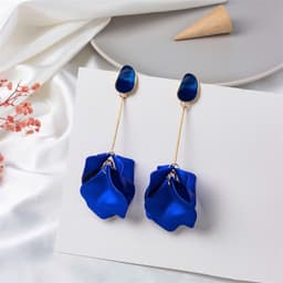 Khuyên Tai Nữ Cánh Hoa Xanh Nổi Bật - Phụ Kiện Trang Sức Cao Cấp Chụp Ảnh Art, Cô Dâu, Dự Tiệc 5