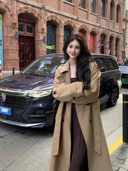 [Sẵn] Áo Khoác Kaki Nữ Dáng Dài Màu Be Kiểu Hàn Cổ Vest Form Bigsize Che Dáng Tôn Outfit Thu Đông Chali AZ809 5