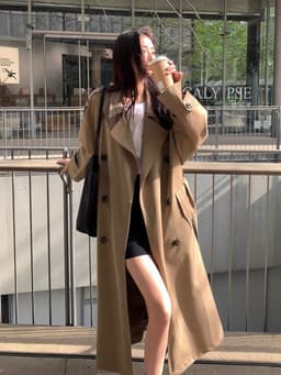 [Sẵn] Áo Khoác Kaki Nữ Dáng Dài Màu Be Kiểu Hàn Cổ Vest Form Bigsize Che Dáng Tôn Outfit Thu Đông Chali AZ809 7