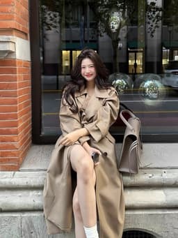 [Sẵn] Áo Khoác Kaki Nữ Dáng Dài Màu Be Kiểu Hàn Cổ Vest Form Bigsize Che Dáng Tôn Outfit Thu Đông Chali AZ809 10