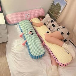 Gối Ôm Dài Hình Thú Dễ Thương Kẻ Caro Mềm Mịn, Dễ Thương Siêu Cute, Gối Ôm Ngủ Cho Bé, Người Lớn, Trang Trí Phòng Ngủ 1