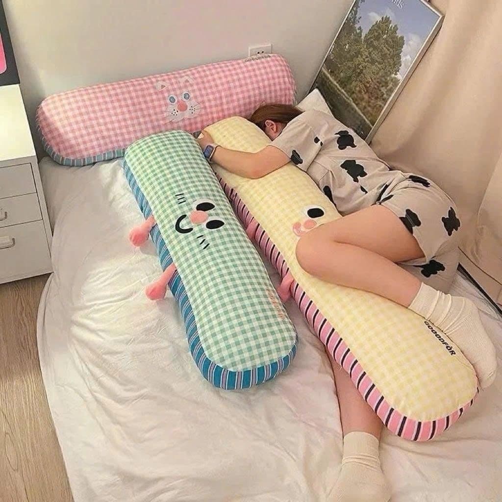 Gối Ôm Dài Hình Thú Dễ Thương Kẻ Caro Mềm Mịn, Dễ Thương Siêu Cute, Gối Ôm Ngủ Cho Bé, Người Lớn, Trang Trí Phòng Ngủ