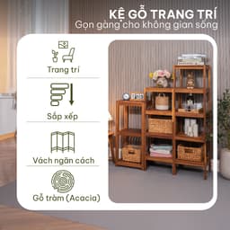 Kệ Góc Tường Gỗ Tràm 4&5 Tầng - Kệ Đa Năng Decor Phòng Khách Nhà Tắm, Để Cây Cảnh, Sách Decor 6