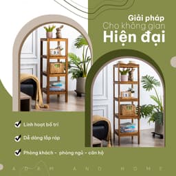 Kệ Góc Tường Gỗ Tràm 4&5 Tầng - Kệ Đa Năng Decor Phòng Khách Nhà Tắm, Để Cây Cảnh, Sách Decor 5