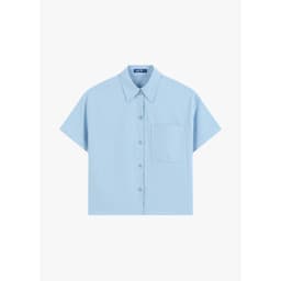Áo sơ mi croptop nữ cộc tay GENVIET JEANS chất liệu thô mềm thoáng mát dễ phối đồ tôn dáng 9221 4