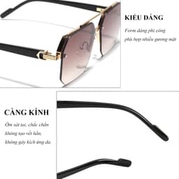 Gọng kính râm mát thời trang nam nữ NARO EYEWEAR  dáng vuông phi công chống UV cá tính lái xe đi biển 981 6