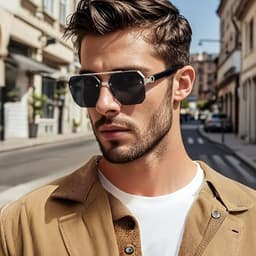 Gọng kính râm mát thời trang nam nữ NARO EYEWEAR  dáng vuông phi công chống UV cá tính lái xe đi biển 981 5