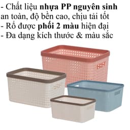 Rổ viền mây HOKORI nhựa VIỆT NHẬT cao cấp - Đan mây tre, đựng đồ, quần áo AMIZIN, bánh kẹo - 3517/8/9/20 AMIZIN 1