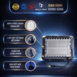 Đèn Pha Năng Lượng Mặt Trời 1000W Mayor Wolf Mắt Ngọc Sân Vườn Cổng Nhà Bãi Xe Nhà Xưởng Chống Nước Điều Khiển Từ Xa 6