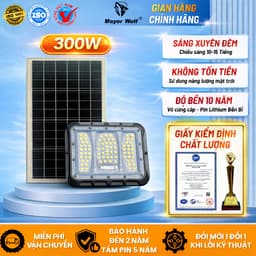 Đèn Pha Năng Lượng Mặt Trời 300W Mayor Wolf Mắt Ngọc Sân Vườn Cổng Nhà Bãi Xe Nhà Xưởng Chống Nước Điều Khiển Từ Xa 1