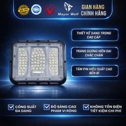 Đèn Pha Năng Lượng Mặt Trời 1000W Mayor Wolf Mắt Ngọc Sân Vườn Cổng Nhà Bãi Xe Nhà Xưởng Chống Nước Điều Khiển Từ Xa 7