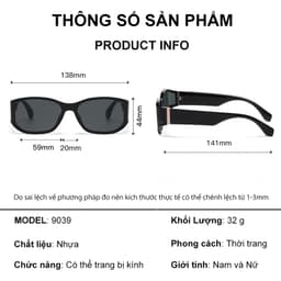 Kính râm mát thời trang nam nữ AnDu phong cách Hàn Quốc dáng GM chống tia UV bảo vệ mắt 9039 9