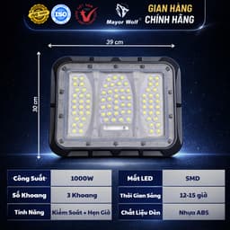 Đèn Pha Năng Lượng Mặt Trời 1000W Mayor Wolf Mắt Ngọc Sân Vườn Cổng Nhà Bãi Xe Nhà Xưởng Chống Nước Điều Khiển Từ Xa 2