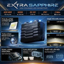 Đèn Trợ Sáng Bi Cầu LED Aozoom Extra Sapphire Nhiệt 5000k Đèn Gầm Rời Cao Cấp Chống Nước IP67 lỗi 1 đổi 1 trong 3 năm 2