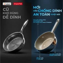 Chảo Inox 304 Kalpen Shield TS Thiết Giáp Nguyên Khối Chống Dính Nano Titanium Có Nắp Kính 20-28cm 4