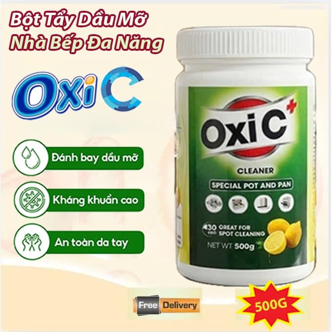 Bột Tẩy Xoong Nồi, Dầu Mỡ Nhà Bếp Oxi C+ 500G – Tẩy Cháy Đen, Dầu Mỡ Cứng Đầu, Sạch Nhanh, Hiệu Quả