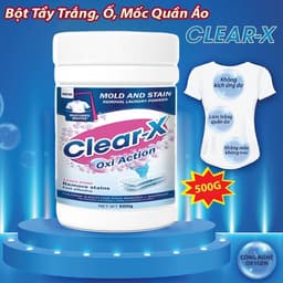 Bột Tẩy Trắng Đa Năng CLEAR X 500G – Tẩy Trắng Mốc, Ố Vàng Quần Áo Trắng Và Màu Siêu Sạch, Hiệu Quả 9