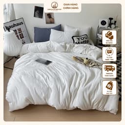 Set chăn ga đũi hàn basic 4 món mềm mịn thoáng mát co giãn 4 chiều kích thước lớn 1