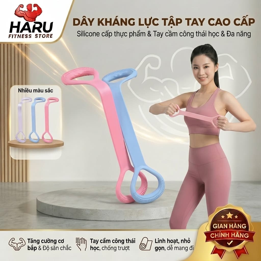 Dây Tập Tay HARU - Dây Kháng Lực Tập Tay Silicone Có Gai Massage Kéo Giãn Vai Lưng HR3